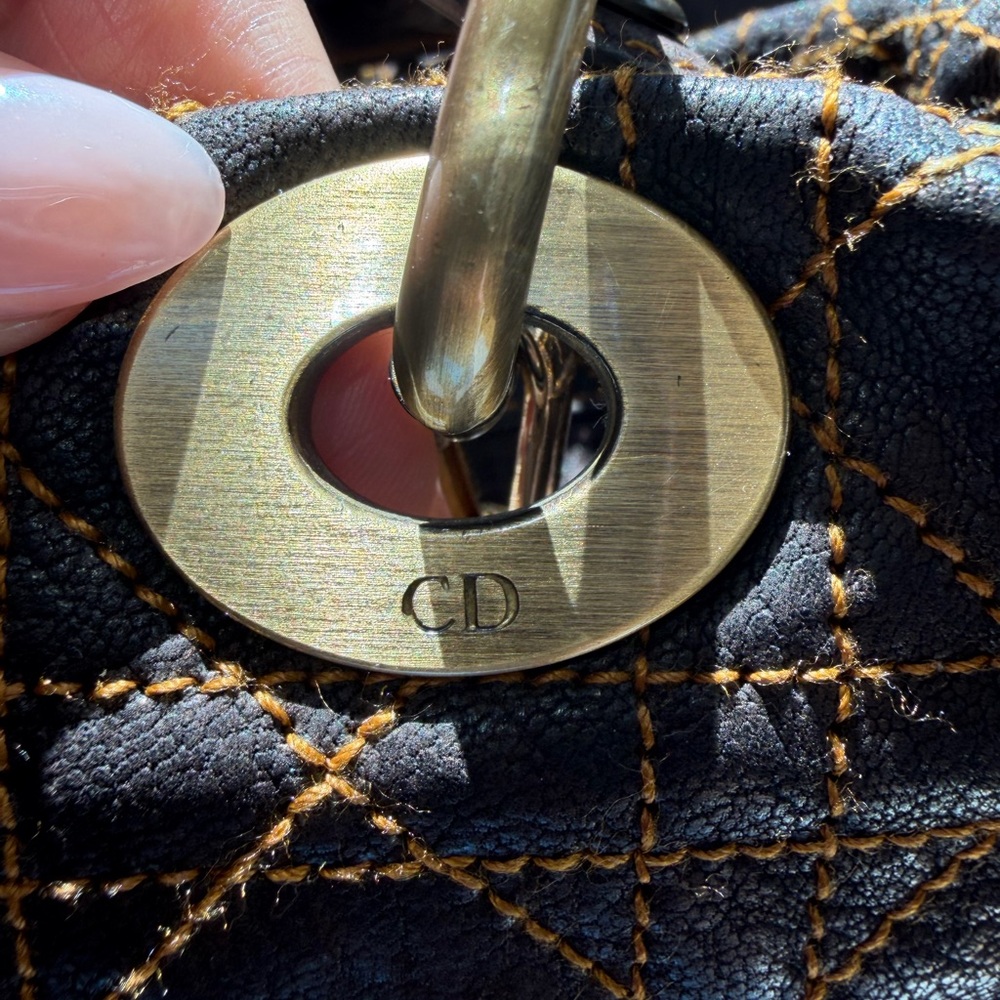 Rare Lady Dior Small Tote Bag in Constract Stitch Cannage Brown Leather - Picture 11 of 15